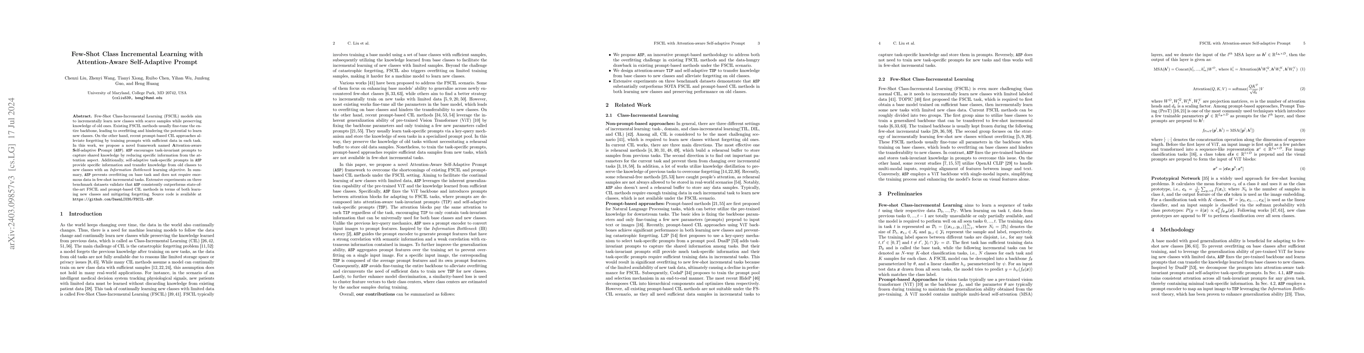 Thumbnail for Few-Shot Class Incremental Learning with Attention-Aware Self-Adaptive
  Prompt