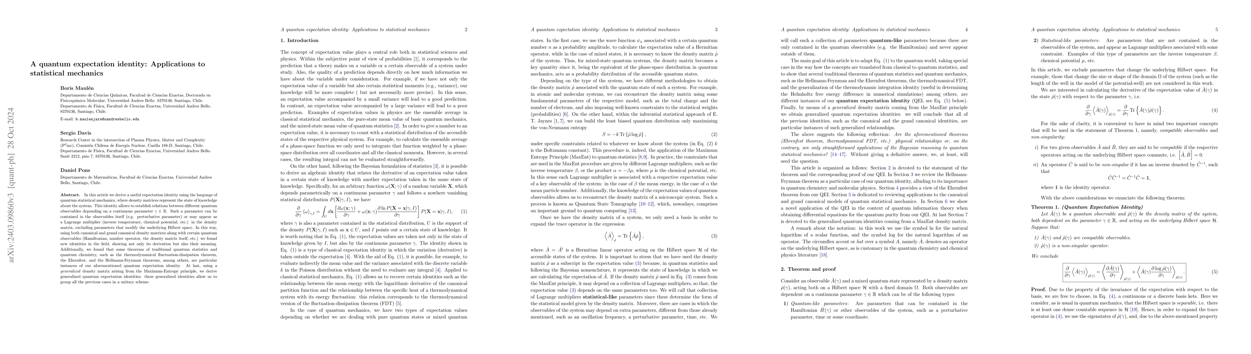 Thumbnail for A quantum expectation identity: Applications to statistical mechanics
