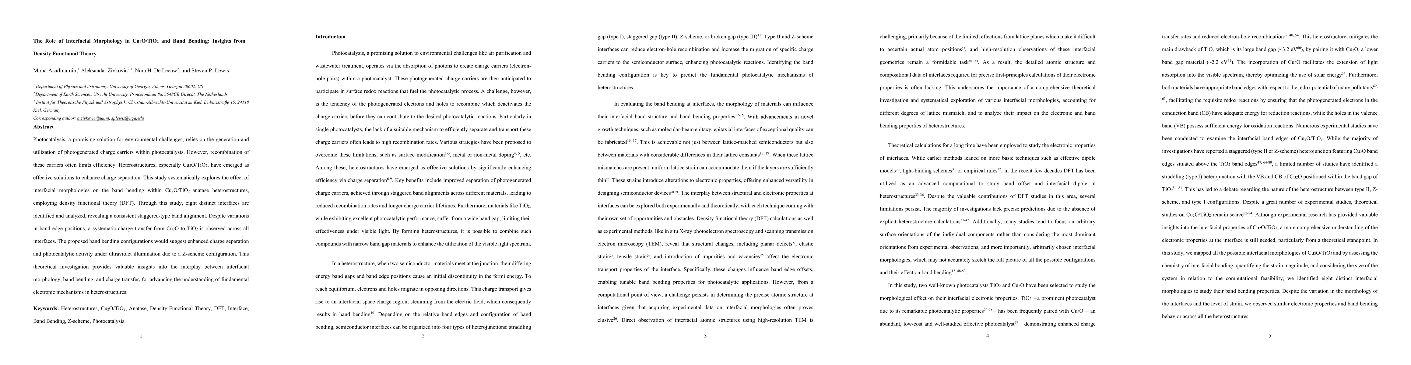 Thumbnail for The Role of Interfacial Morphology in Cu2O/TiO2 and Band Bending:
  Insights from Density Functional Theory