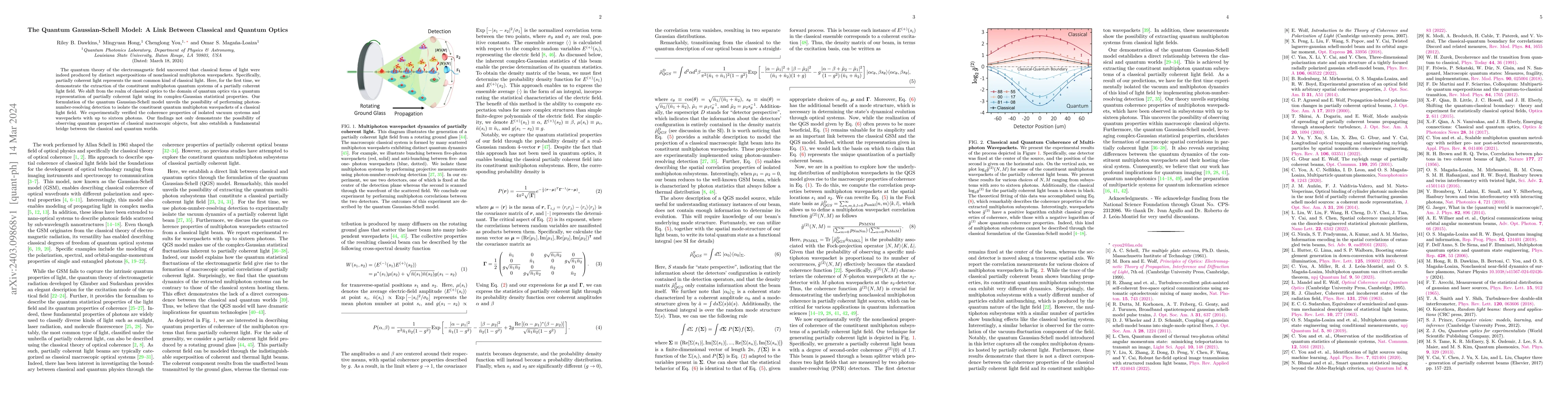 Thumbnail for The Quantum Gaussian-Schell Model: A Link Between Classical and Quantum
  Optics