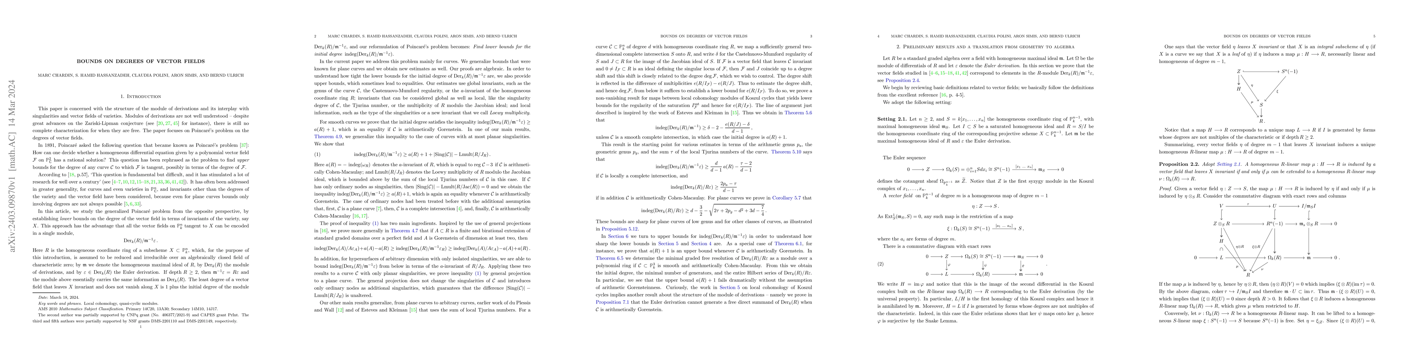Thumbnail for Bounds on the degrees of vector fields