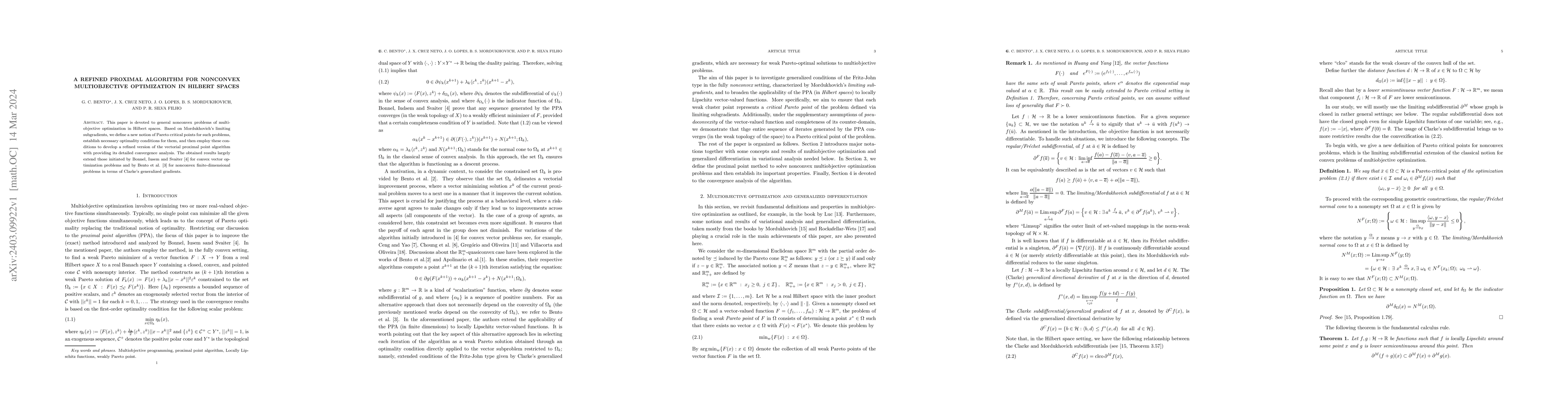 Thumbnail for A Refined Proximal Algorithm for Nonconvex Multiobjective Optimization
  in Hilbert Spaces