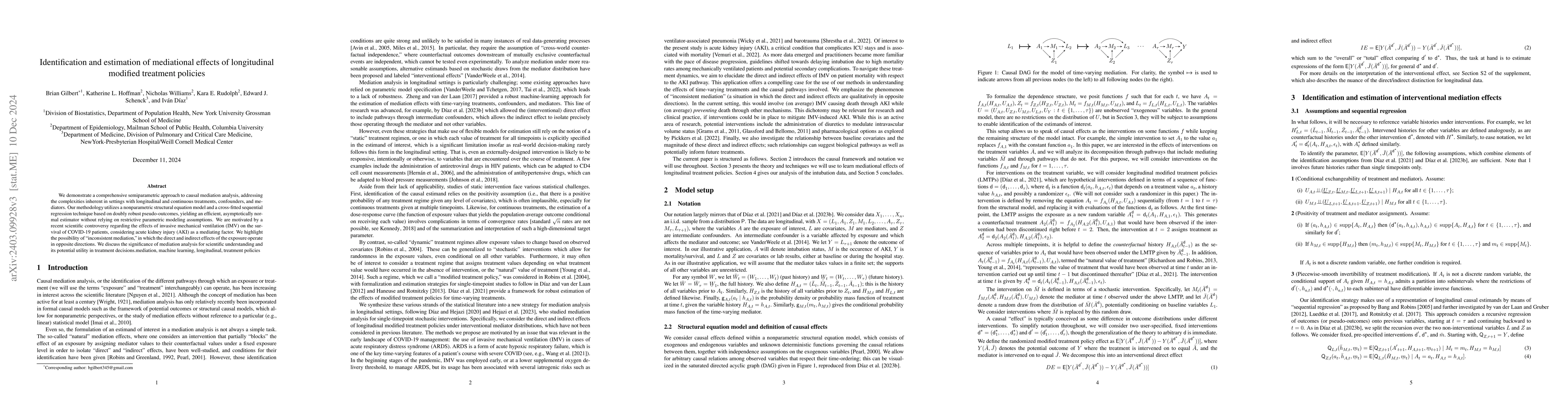 Thumbnail for Identification and estimation of mediational effects of longitudinal
  modified treatment policies