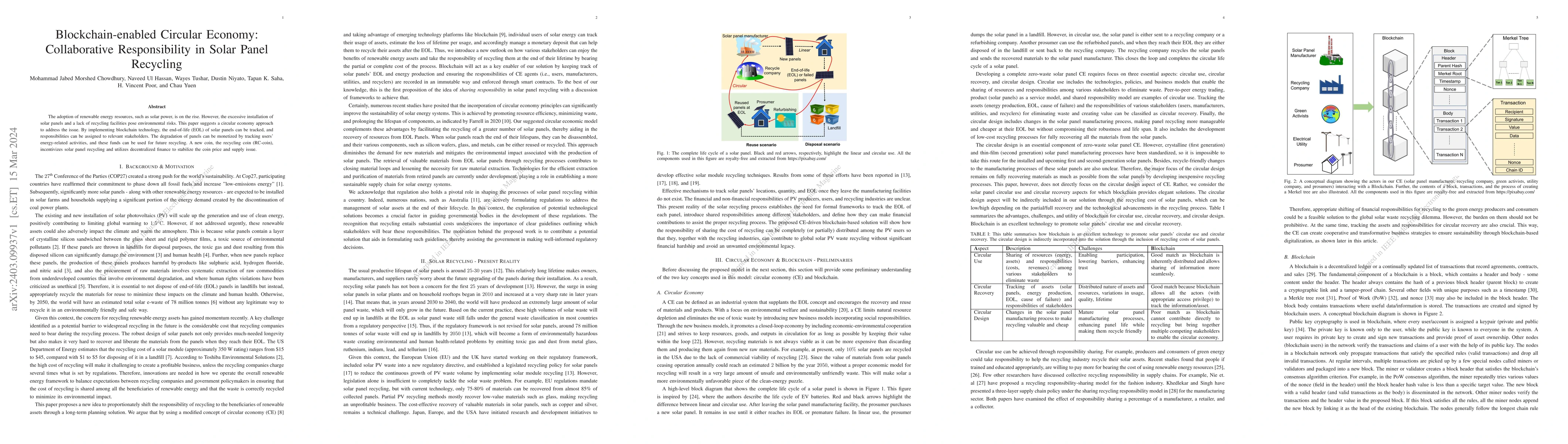 Thumbnail for Blockchain-enabled Circular Economy -- Collaborative Responsibility in
  Solar Panel Recycling