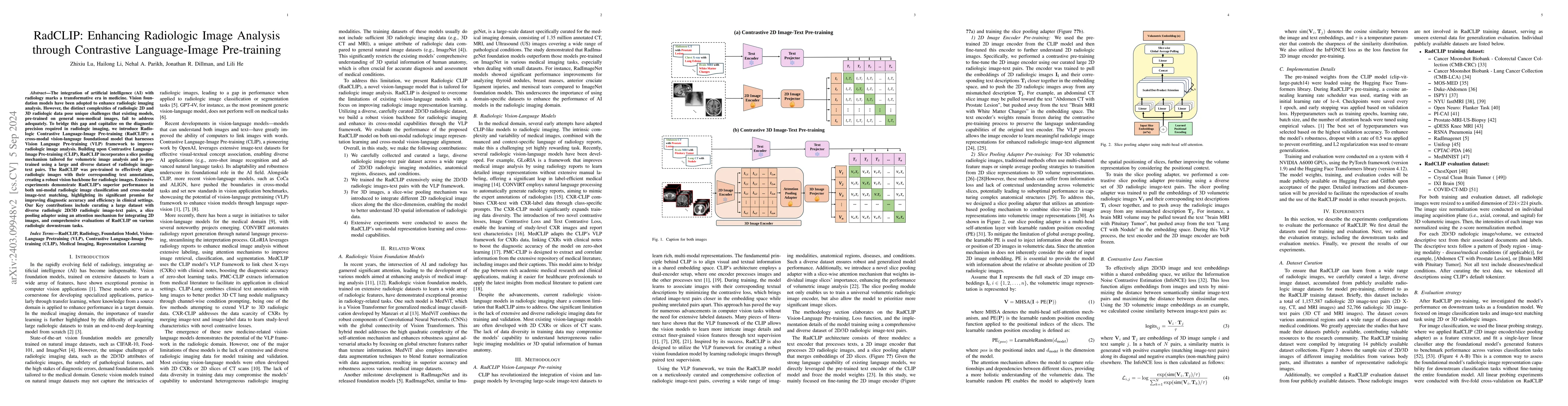 Thumbnail for RadCLIP: Enhancing Radiologic Image Analysis through Contrastive
  Language-Image Pre-training