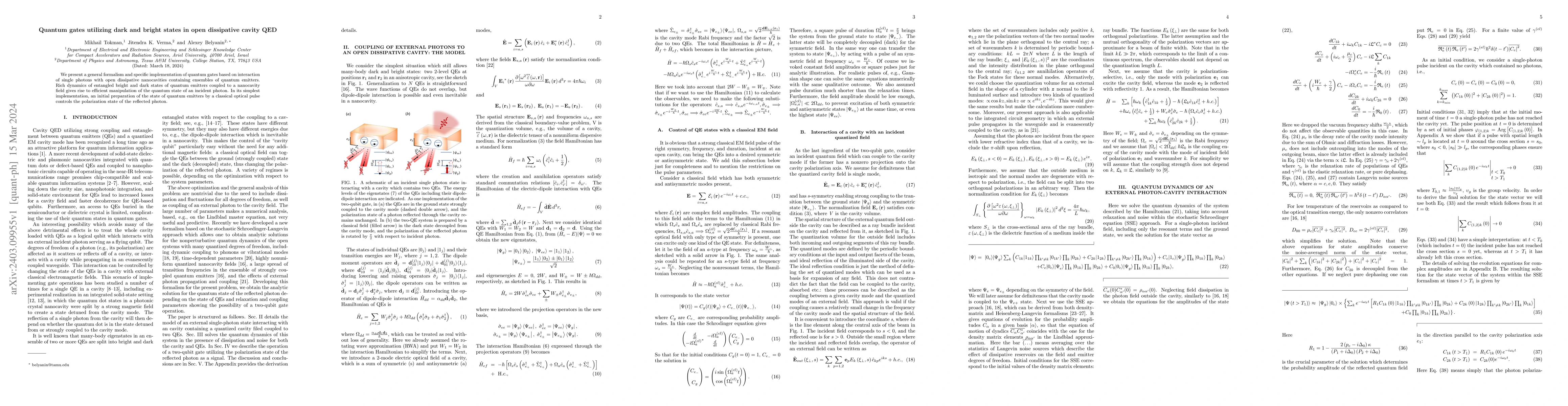 Thumbnail for Quantum gates utilizing dark and bright states in open dissipative
  cavity QED