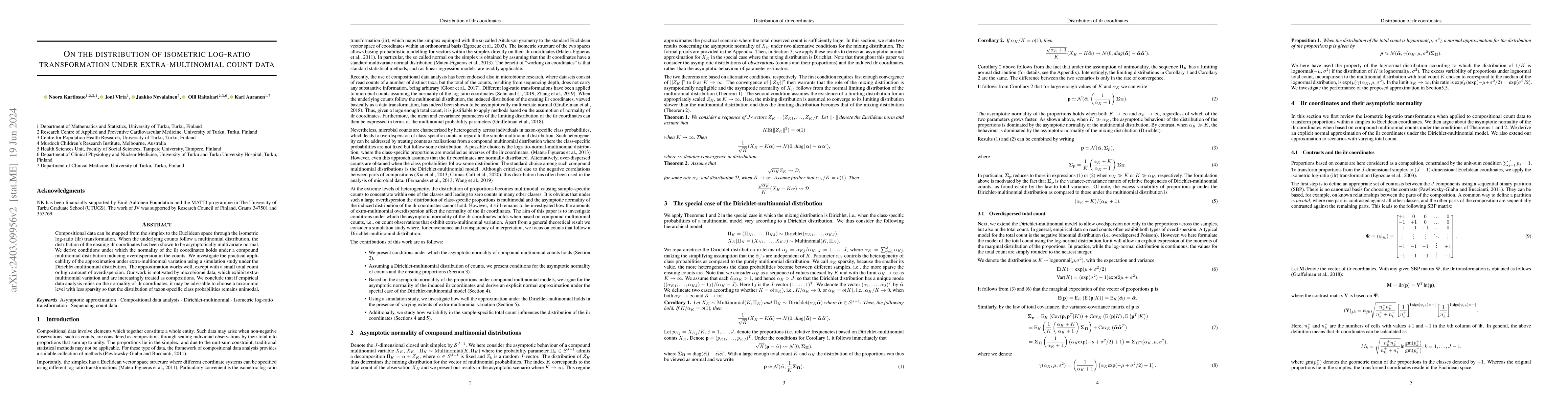 Thumbnail for On the distribution of isometric log-ratio transformations under
  extra-multinomial count data