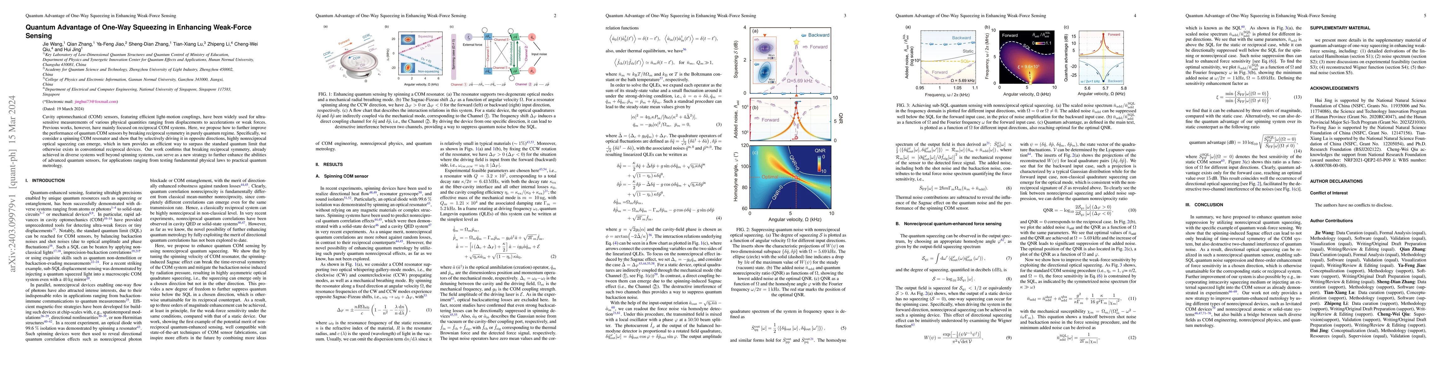 Thumbnail for Quantum Advantage of One-Way Squeezing in Enhancing Weak-Force Sensing