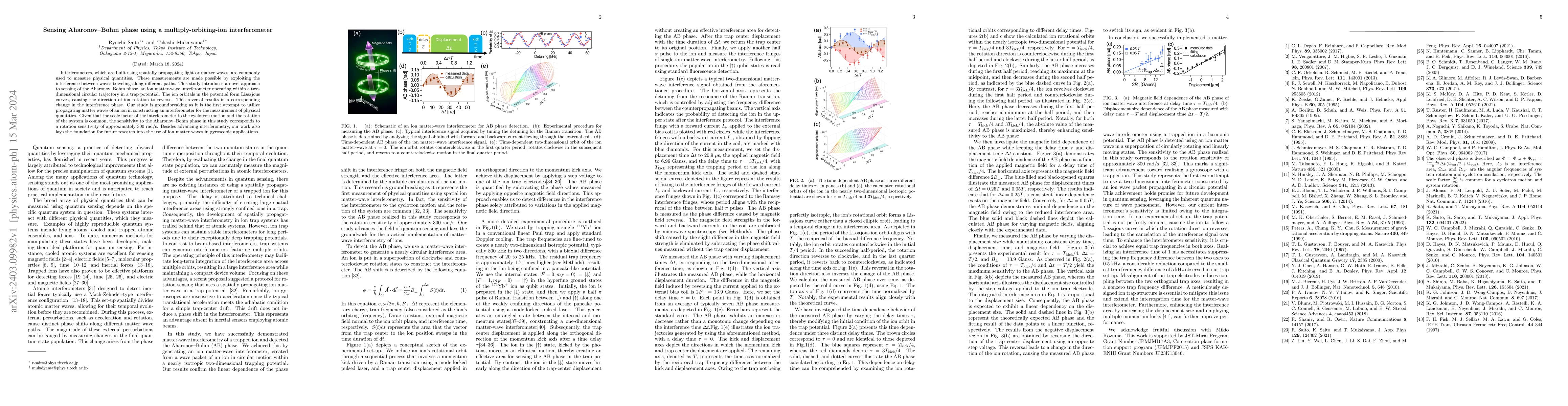 Thumbnail for Sensing Aharonov--Bohm phase using a multiply-orbiting-ion
  interferometer