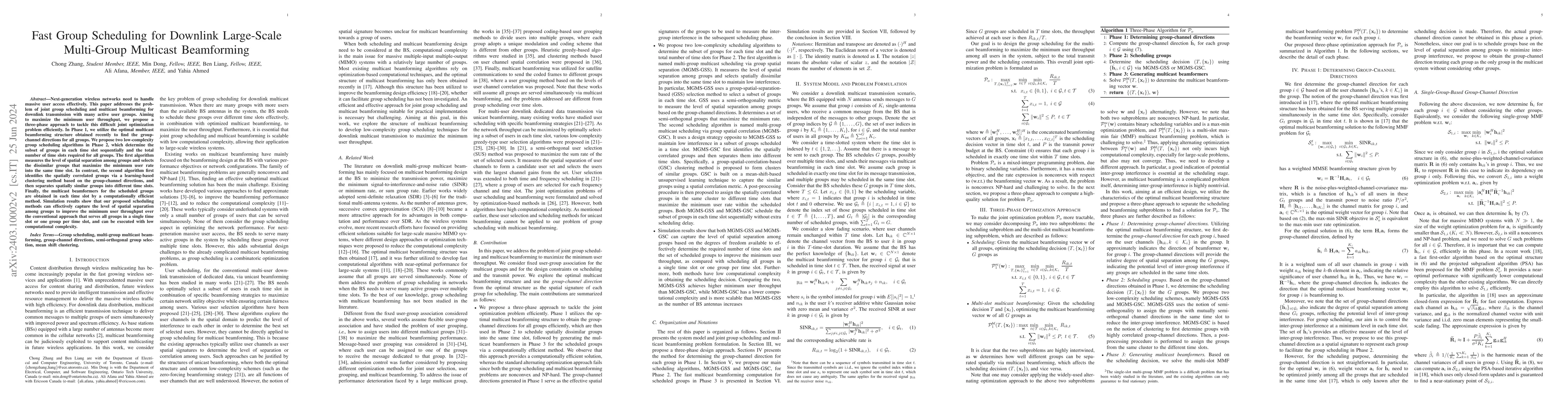 Thumbnail for Fast Group Scheduling for Downlink Large-Scale Multi-Group Multicast
  Beamforming