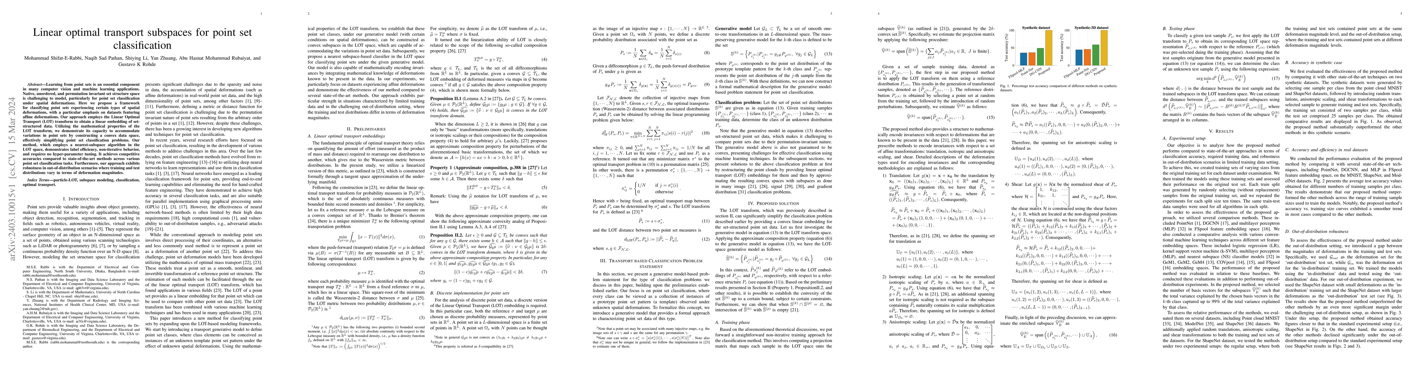 Thumbnail for Linear optimal transport subspaces for point set classification