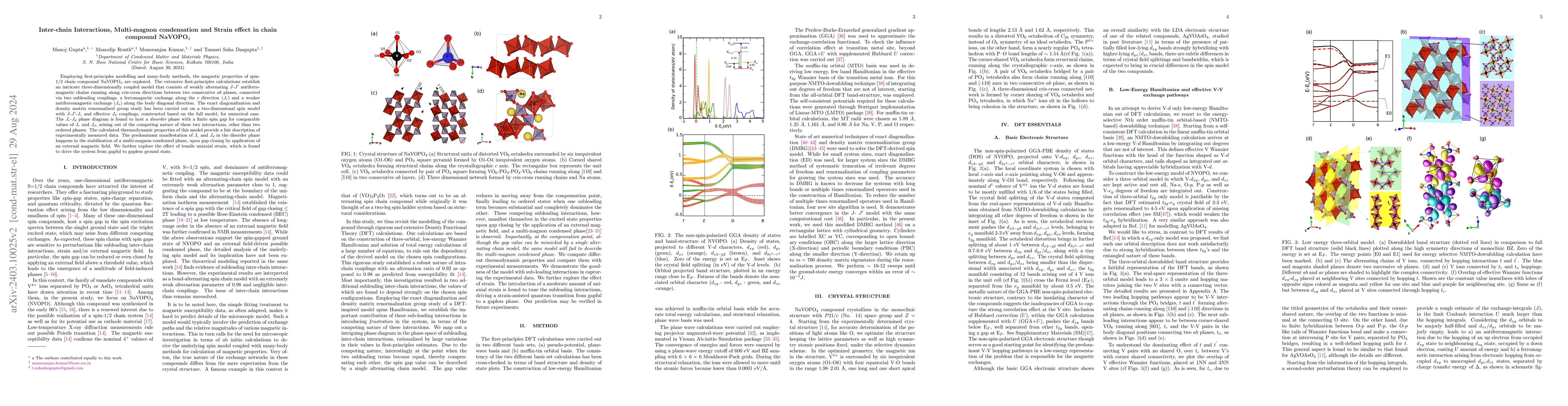 Thumbnail for Microscopic Modeling, Multi-magnon condensation and Strain effect in
  chain compound NaVOPO$_4$