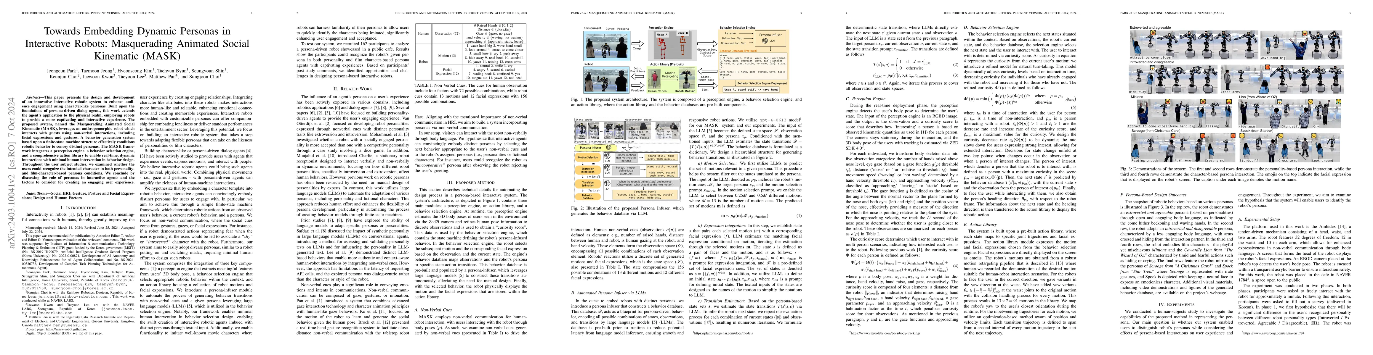 Thumbnail for Towards Embedding Dynamic Personas in Interactive Robots: Masquerading
  Animated Social Kinematics (MASK)