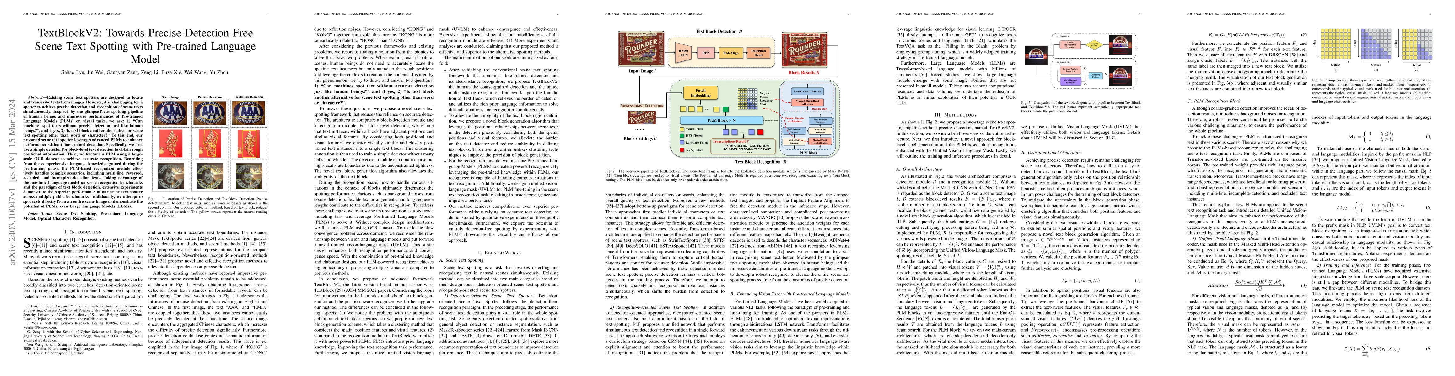 Thumbnail for TextBlockV2: Towards Precise-Detection-Free Scene Text Spotting with
  Pre-trained Language Model