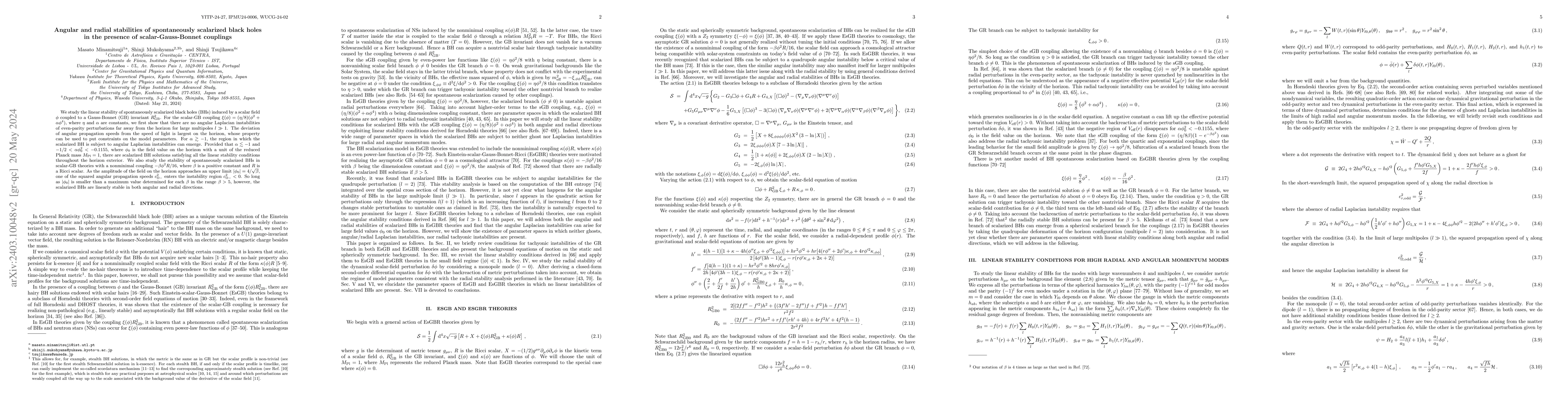 Thumbnail for Angular and radial stabilities of spontaneously scalarized black holes
  in the presence of scalar-Gauss-Bonnet couplings