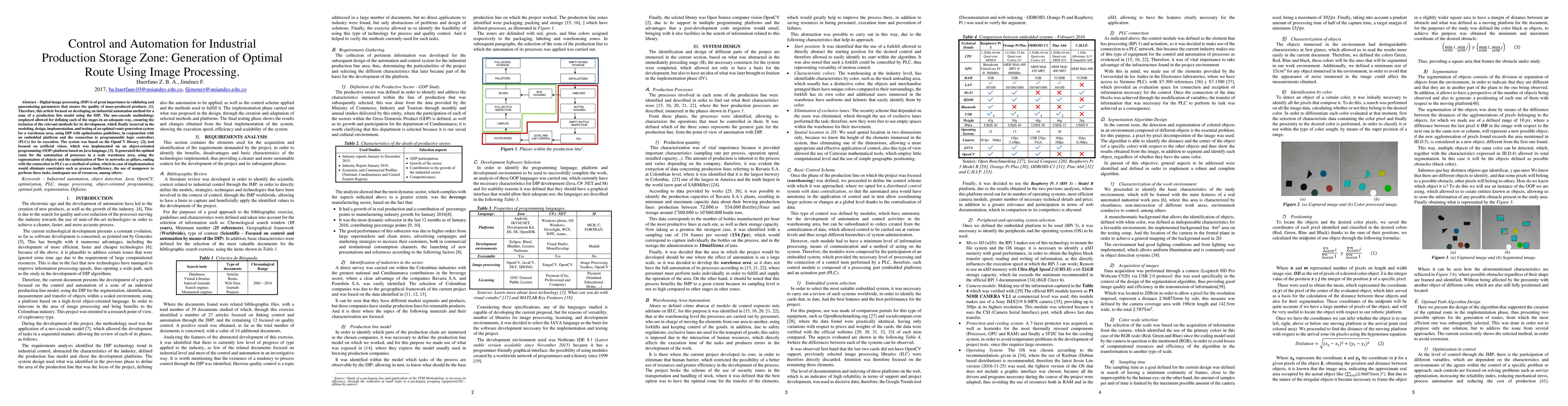 Thumbnail for Control and Automation for Industrial Production Storage Zone:
  Generation of Optimal Route Using Image Processing