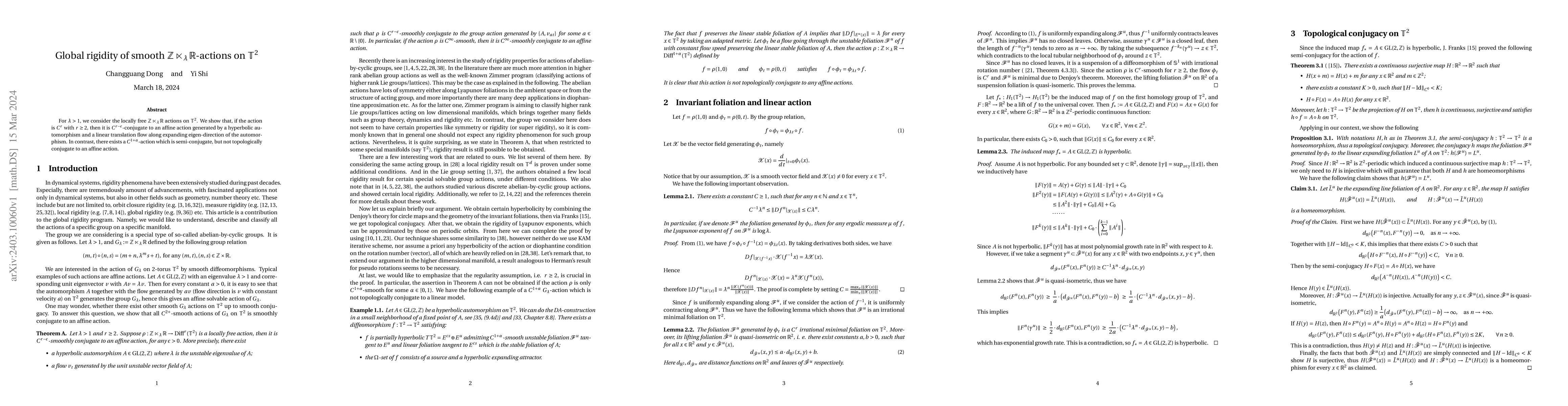 Thumbnail for Global rigidity of smooth ${\mathbb Z}\ltimes_\lambda{\mathbb
  R}$-actions on ${\mathbb T}^2$