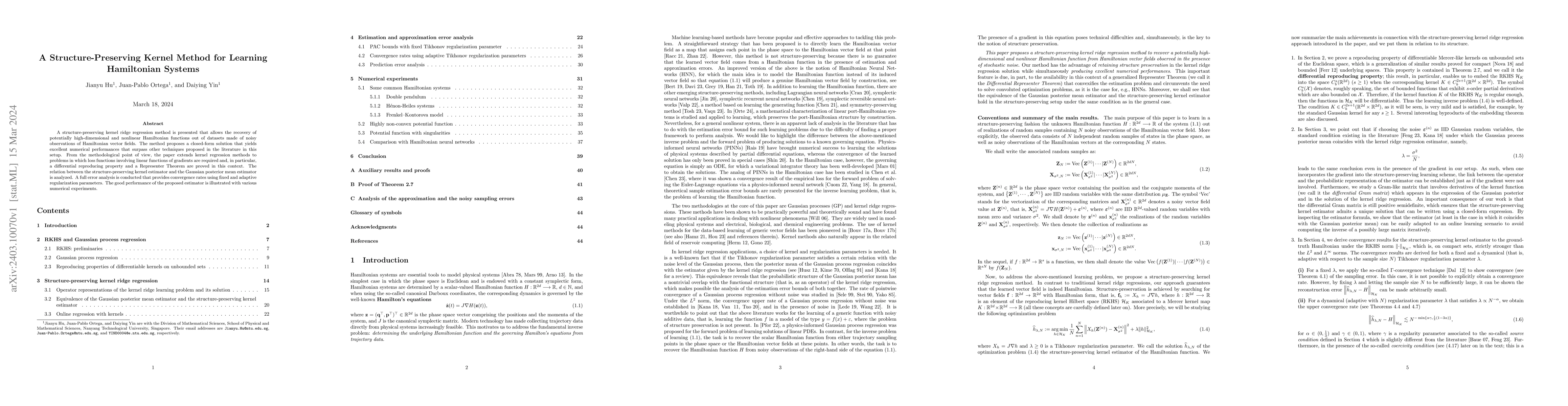 Thumbnail for A Structure-Preserving Kernel Method for Learning Hamiltonian Systems