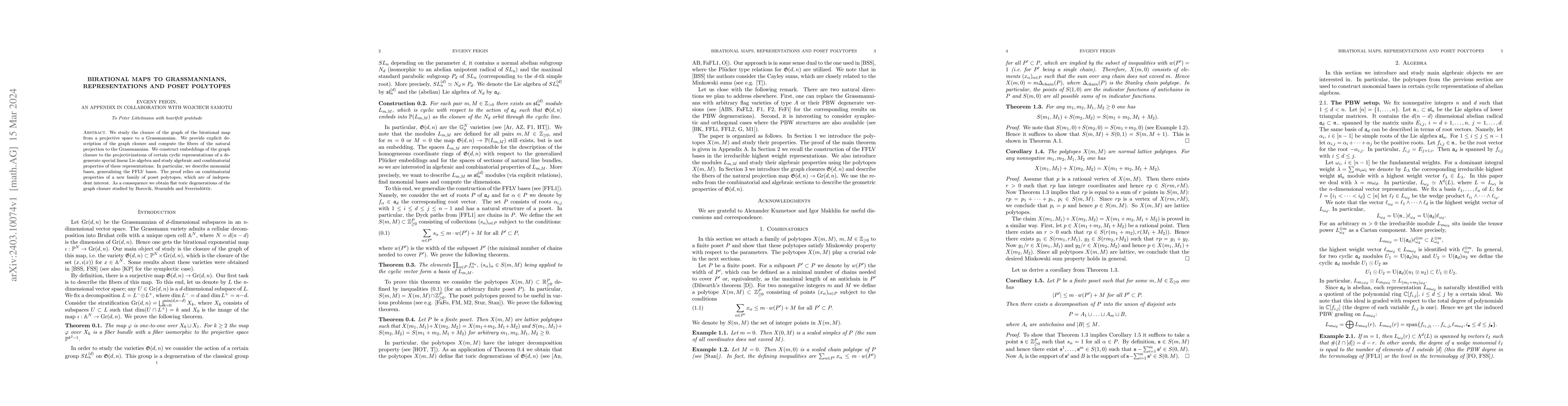 Thumbnail for Birational maps to Grassmannians, representations and poset polytopes