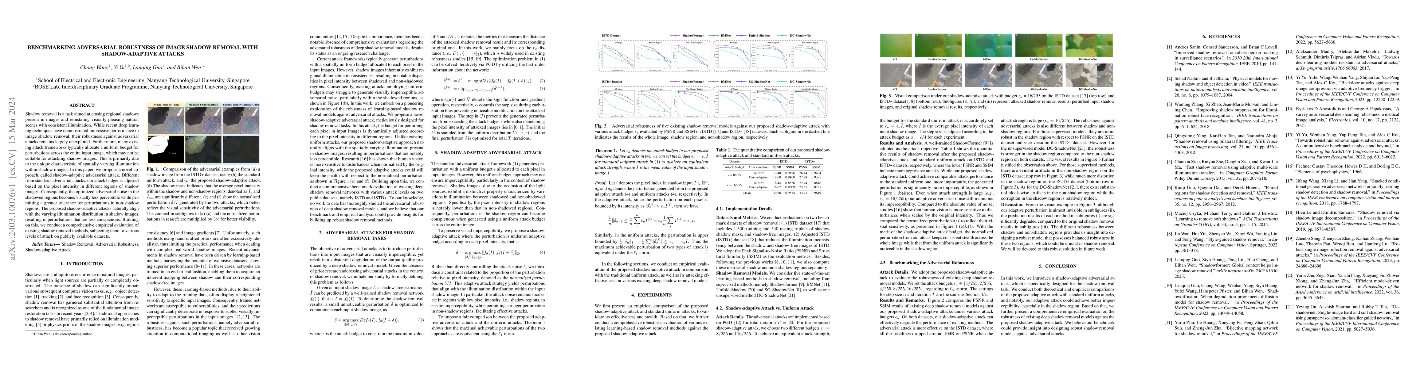 Thumbnail for Benchmarking Adversarial Robustness of Image Shadow Removal with
  Shadow-adaptive Attacks