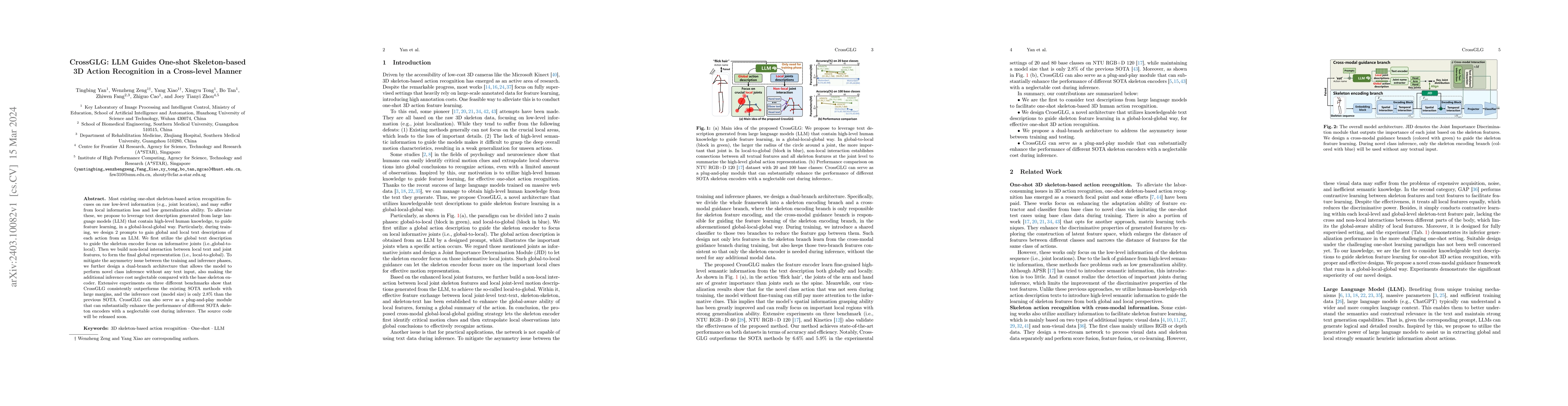 Thumbnail for CrossGLG: LLM Guides One-shot Skeleton-based 3D Action Recognition in a
  Cross-level Manner
