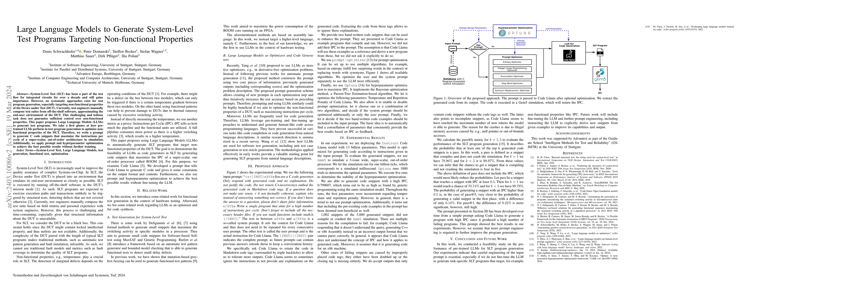 Thumbnail for Large Language Models to Generate System-Level Test Programs Targeting
  Non-functional Properties