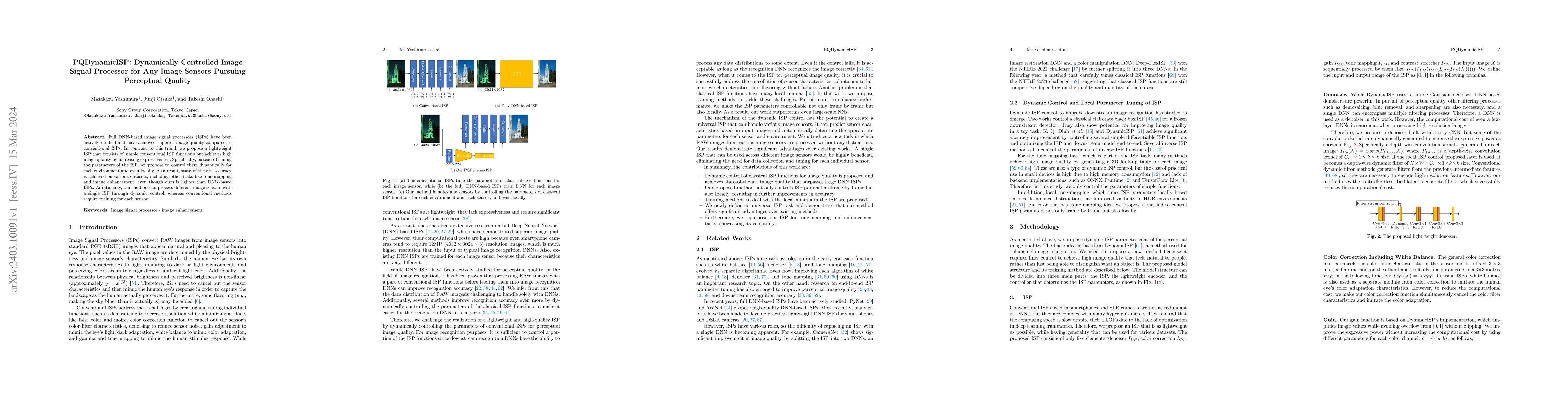 Thumbnail for PQDynamicISP: Dynamically Controlled Image Signal Processor for Any
  Image Sensors Pursuing Perceptual Quality