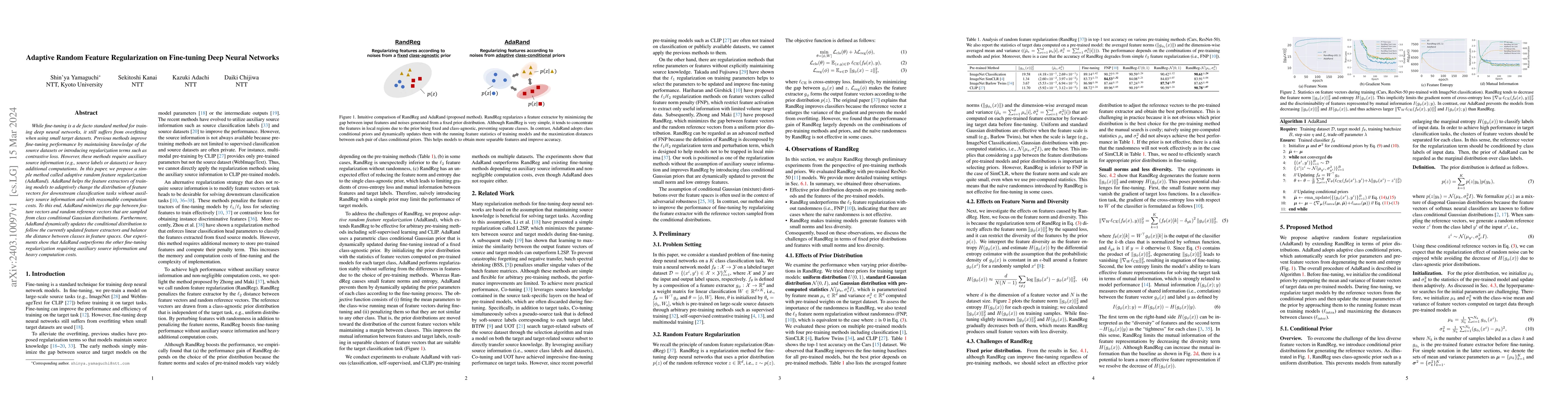 Thumbnail for Adaptive Random Feature Regularization on Fine-tuning Deep Neural
  Networks