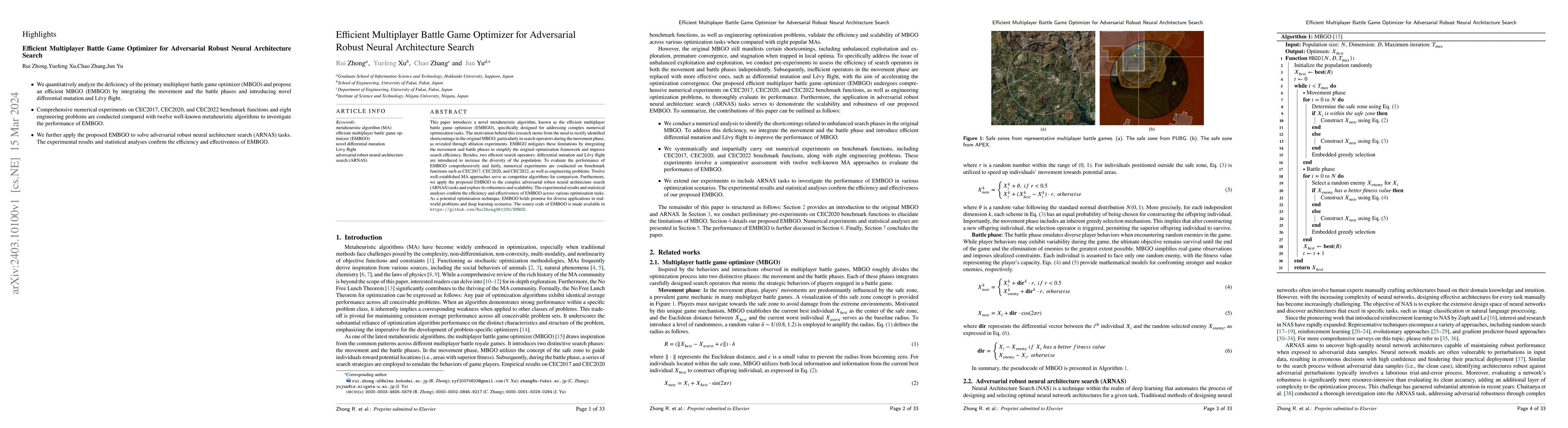 Thumbnail for Efficient Multiplayer Battle Game Optimizer for Adversarial Robust
  Neural Architecture Search