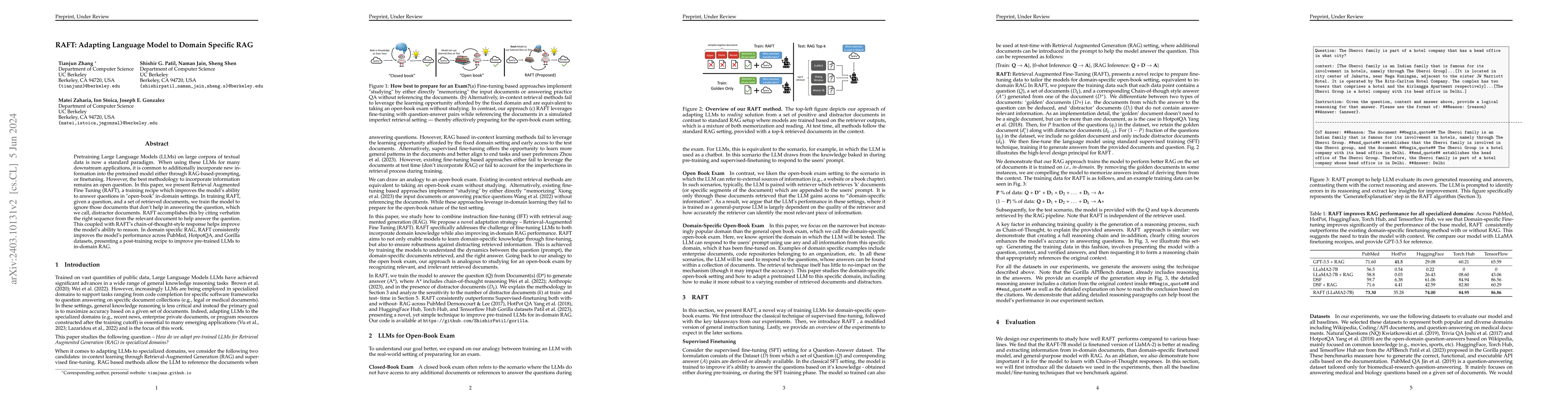Thumbnail for RAFT: Adapting Language Model to Domain Specific RAG