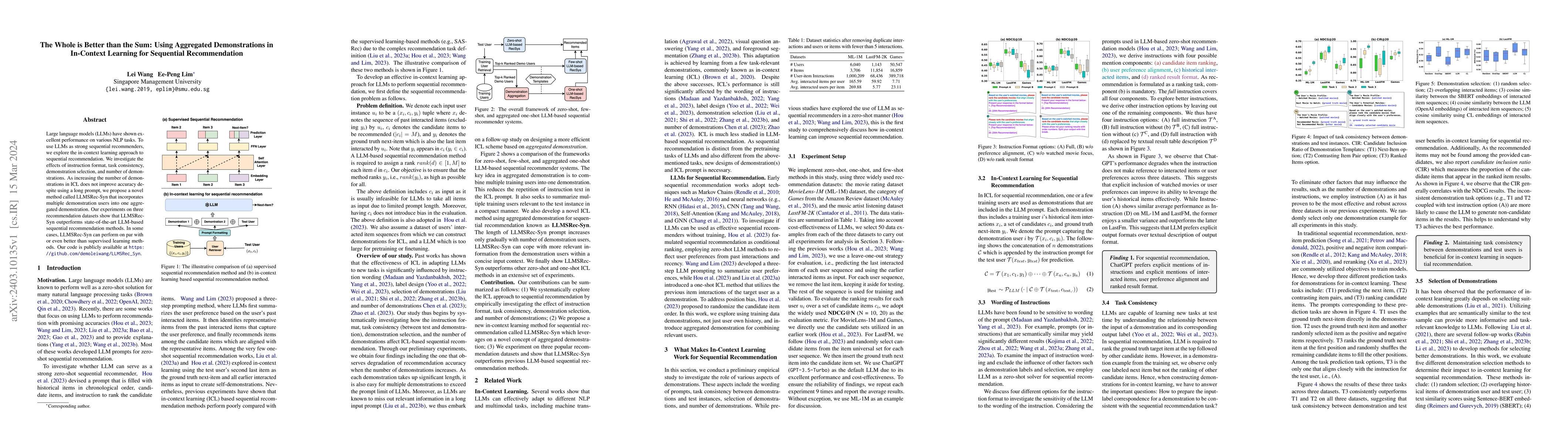 Thumbnail for The Whole is Better than the Sum: Using Aggregated Demonstrations in
  In-Context Learning for Sequential Recommendation
