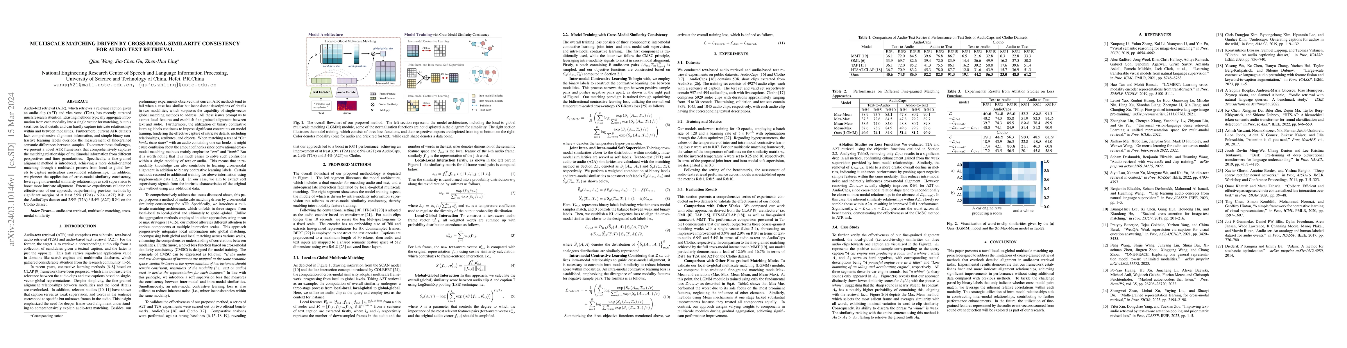 Thumbnail for Multiscale Matching Driven by Cross-Modal Similarity Consistency for
  Audio-Text Retrieval