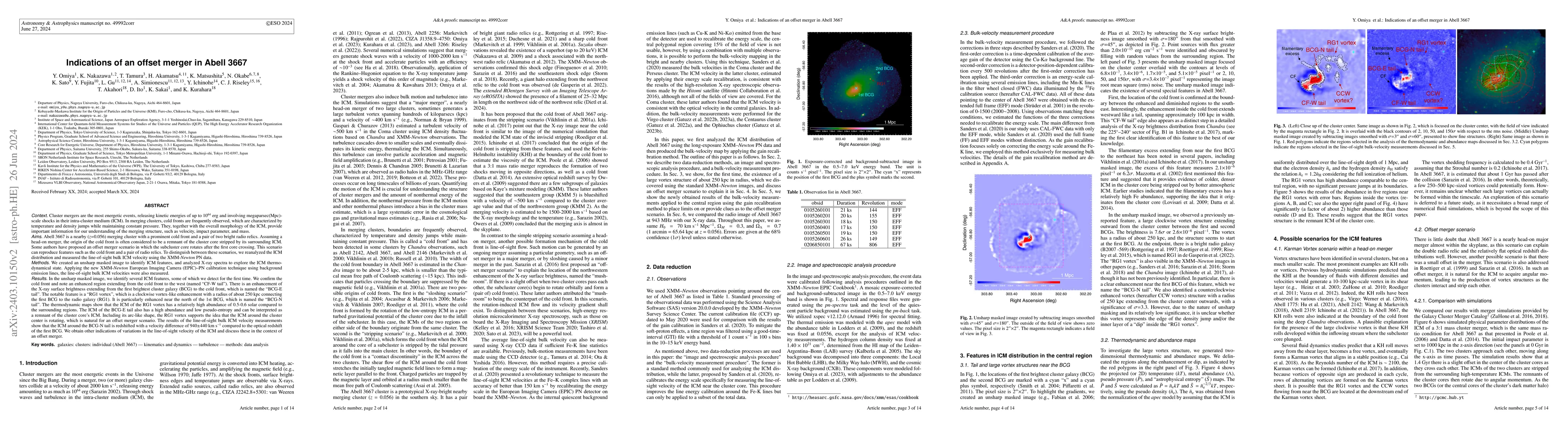 Thumbnail for Indications of an offset merger in Abell 3667