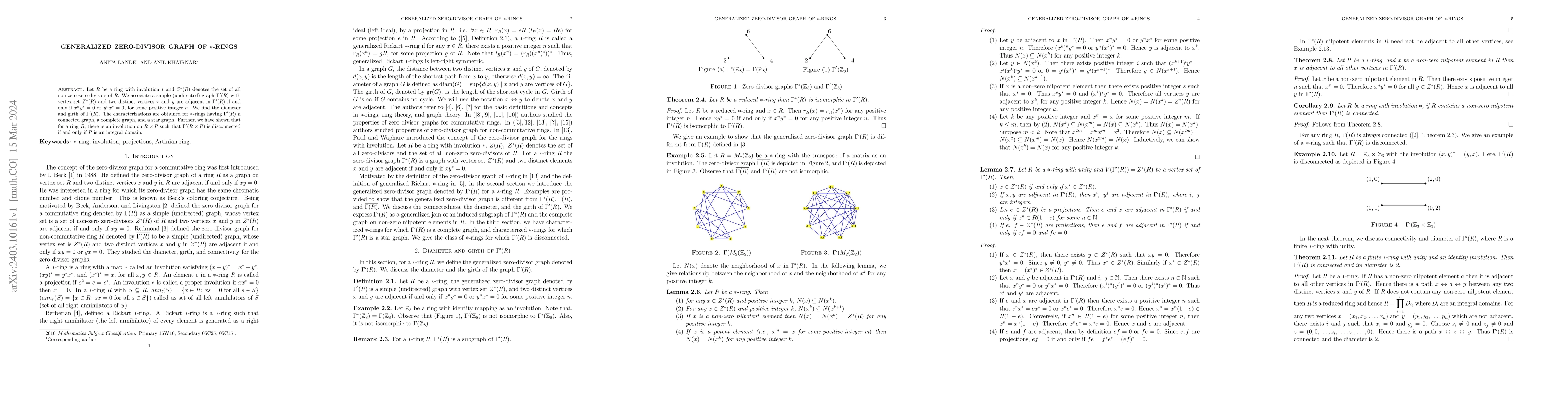 Thumbnail for Generalized zero-divisor graph of $*$-rings
