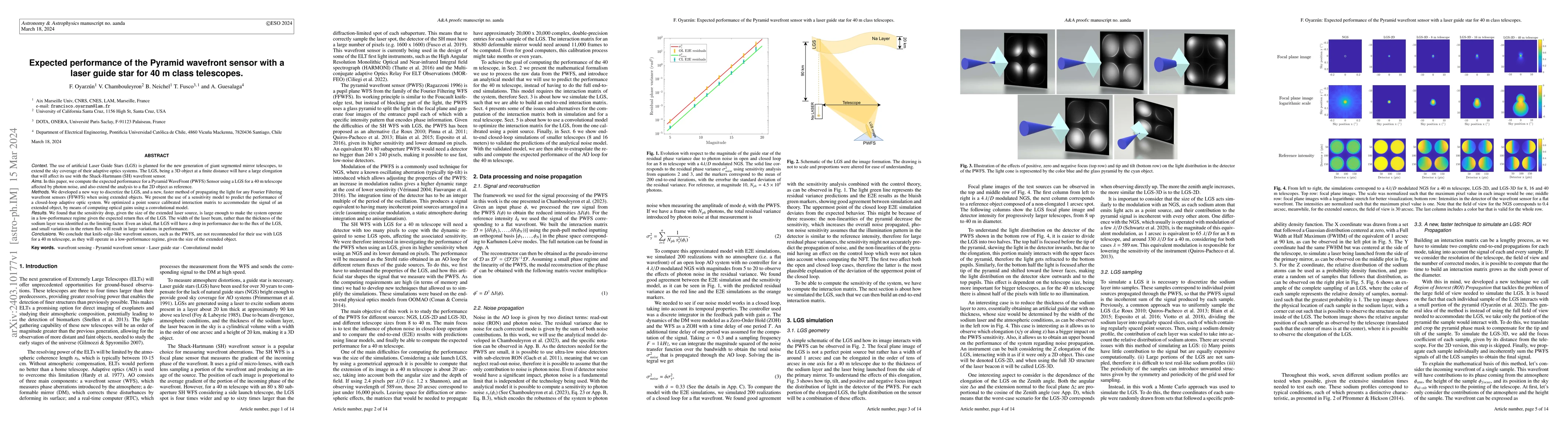 Thumbnail for Expected performance of the Pyramid wavefront sensor with a laser guide
  star for 40 m class telescopes