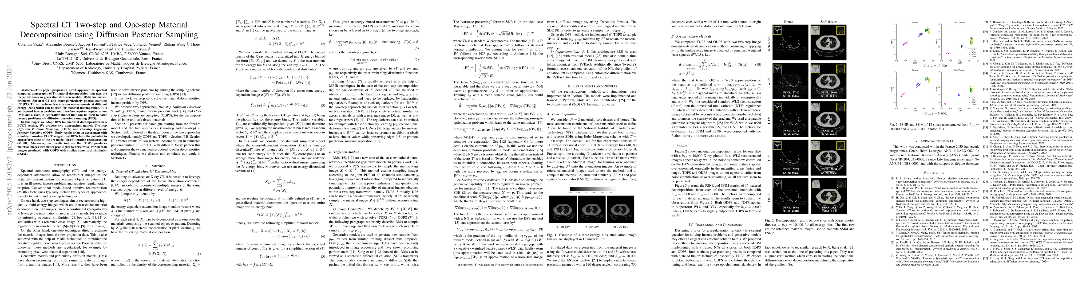 Thumbnail for Spectral CT Two-step and One-step Material Decomposition using Diffusion
  Posterior Sampling
