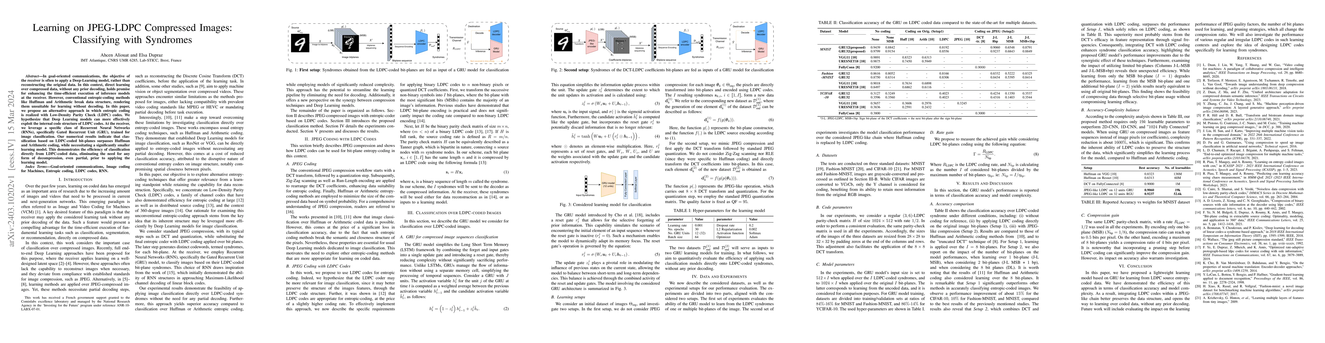 Thumbnail for Learning on JPEG-LDPC Compressed Images: Classifying with Syndromes