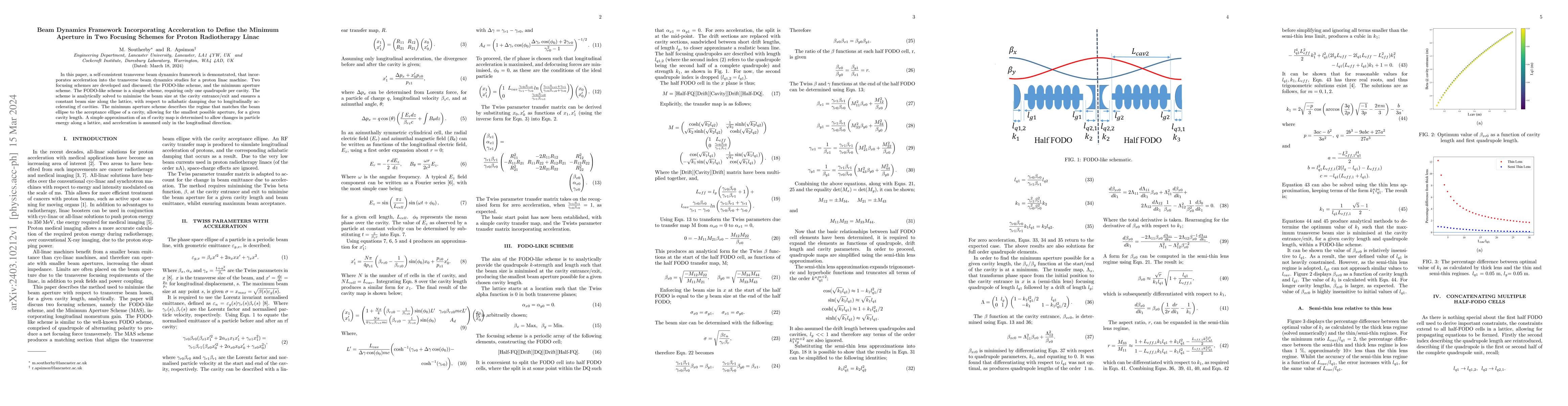 Thumbnail for Beam Dynamics Framework Incorporating Acceleration to Define the Minimum
  Aperture in Two Focusing Schemes for Proton Radiotherapy Linac