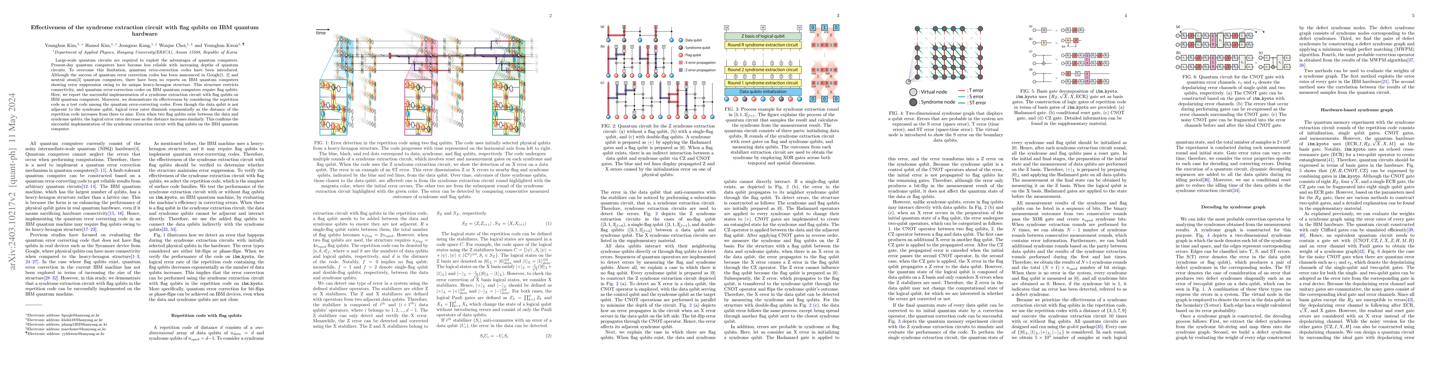 Thumbnail for Effectiveness of the syndrome extraction circuit with flag qubits on IBM
  quantum hardware