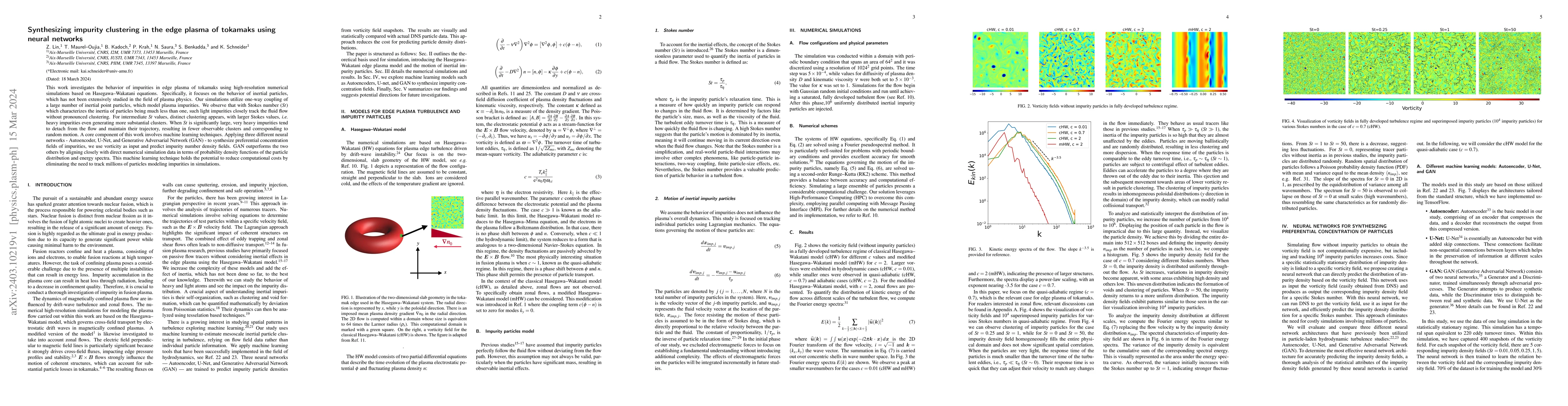 Thumbnail for Synthesizing impurity clustering in the edge plasma of tokamaks using
  neural networks