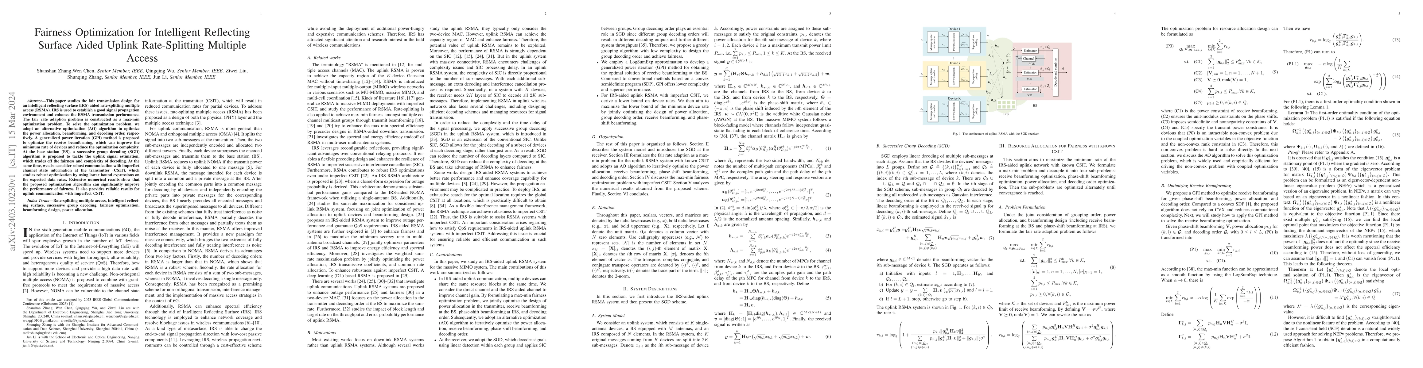 Thumbnail for Fairness Optimization for Intelligent Reflecting Surface Aided Uplink
  Rate-Splitting Multiple Access