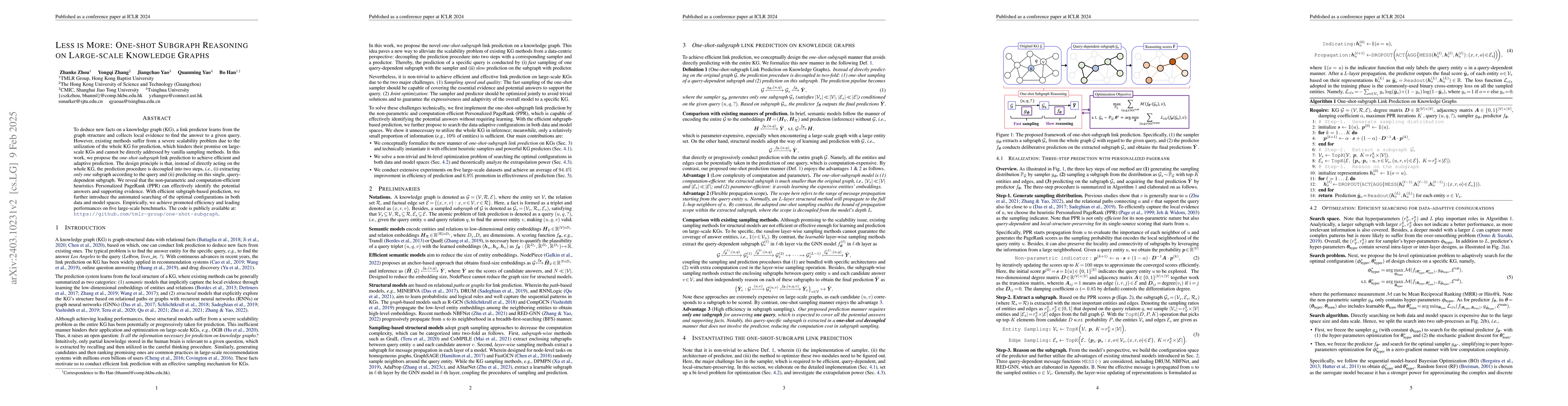 Thumbnail for Less is More: One-shot Subgraph Reasoning on Large-scale Knowledge
  Graphs