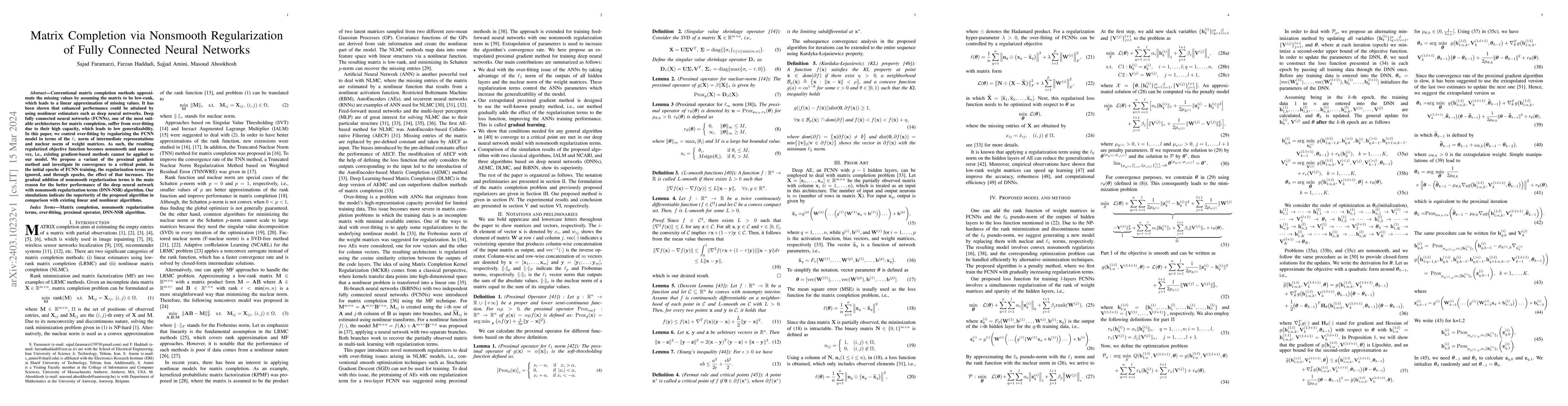 Thumbnail for Matrix Completion via Nonsmooth Regularization of Fully Connected Neural
  Networks