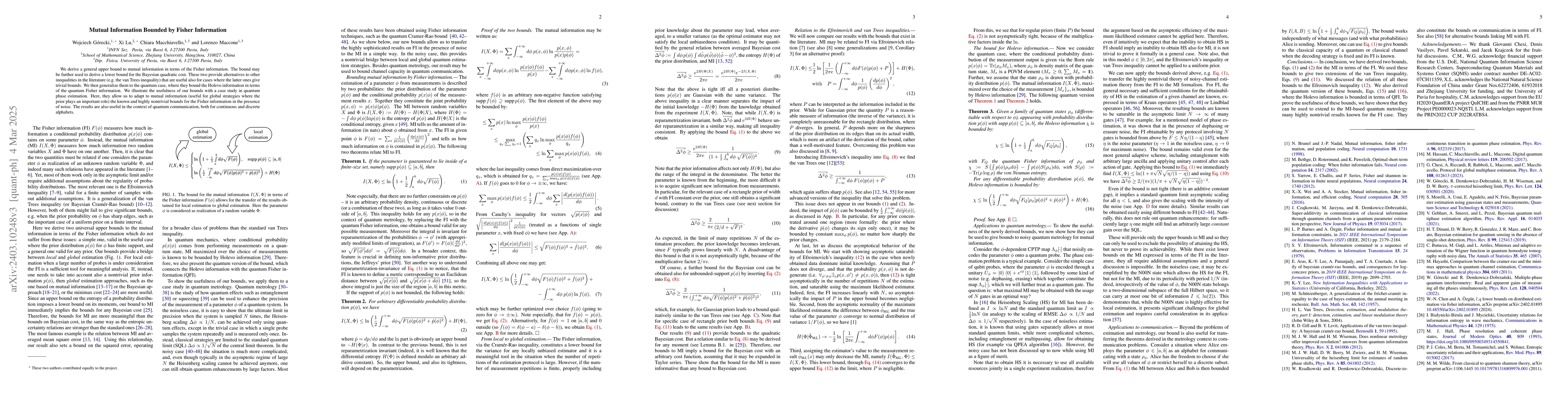 Thumbnail for Mutual Information Bounded by Fisher Information