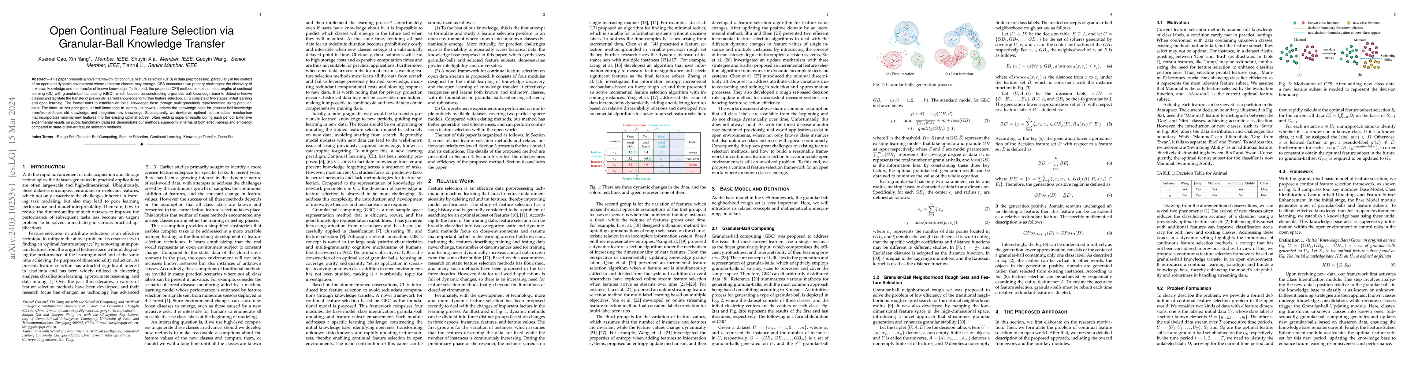 Thumbnail for Open Continual Feature Selection via Granular-Ball Knowledge Transfer
