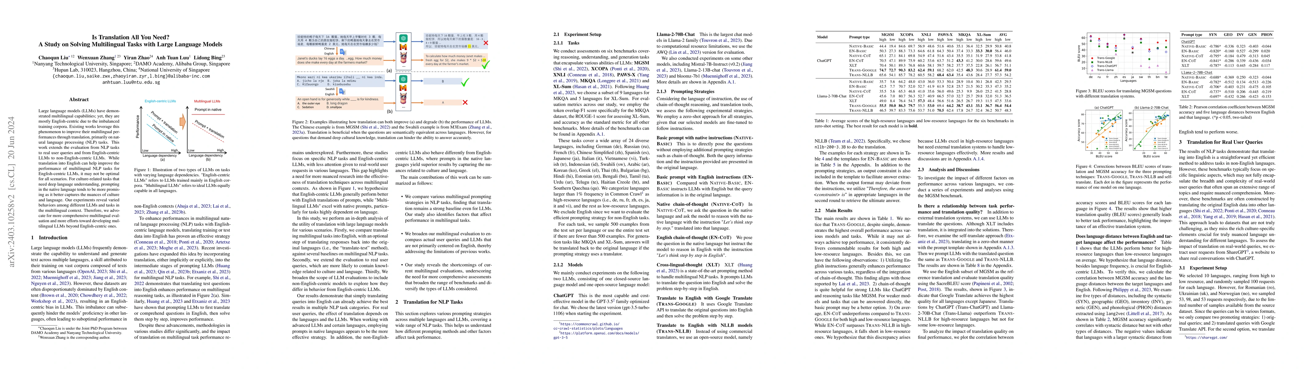 Thumbnail for Is Translation All You Need? A Study on Solving Multilingual Tasks with
  Large Language Models