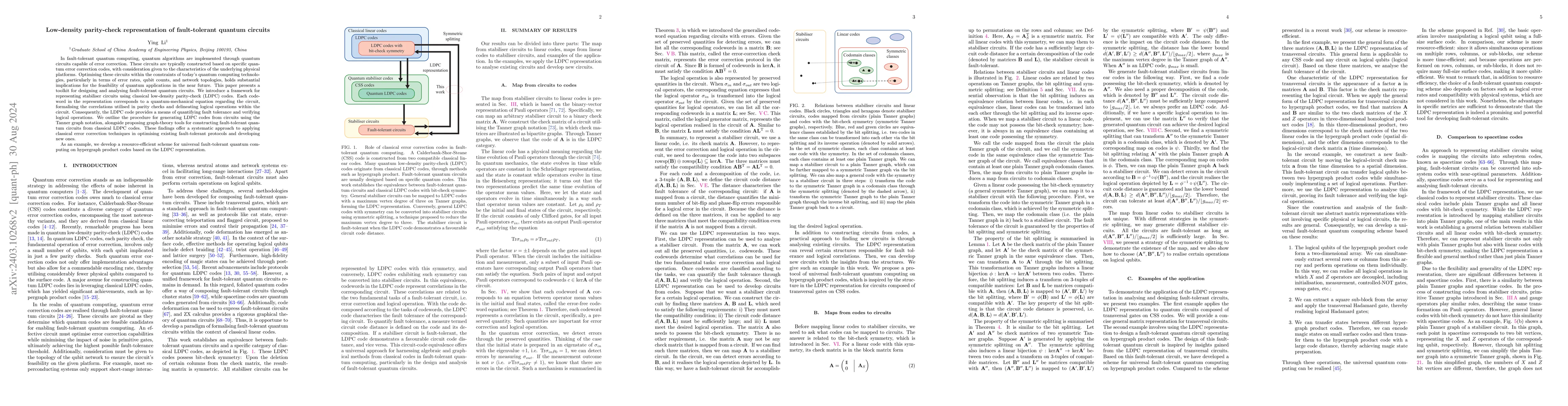 Thumbnail for Low-density parity-check representation of fault-tolerant quantum
  circuits