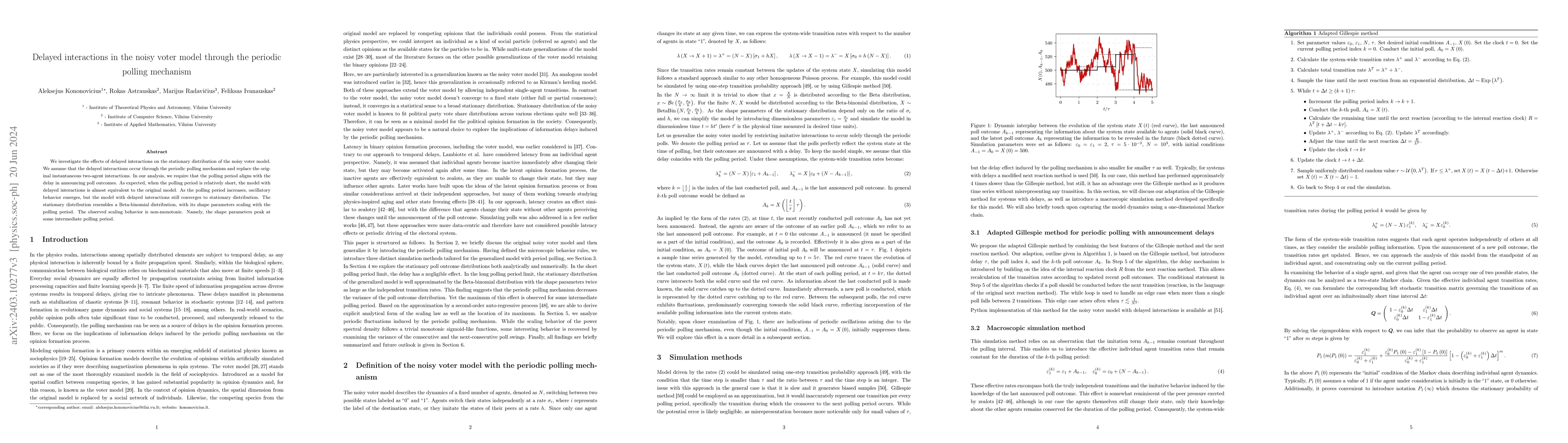 Thumbnail for Delayed interactions in the noisy voter model through the periodic
  polling mechanism