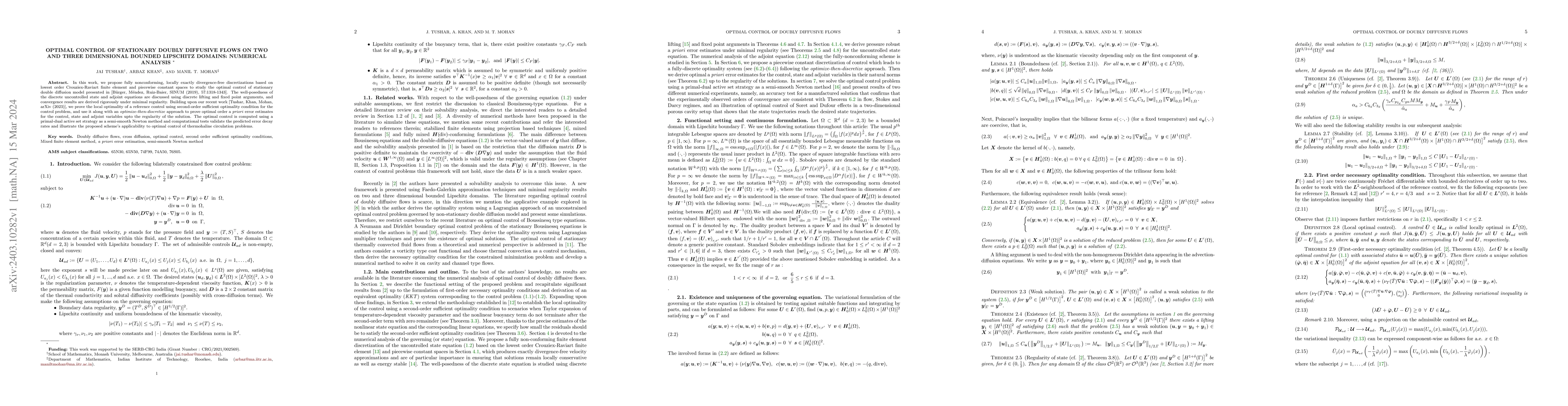 Thumbnail for Optimal Control of Stationary Doubly Diffusive Flows on Two and Three
  Dimensional Bounded Lipschitz Domains: Numerical Analysis