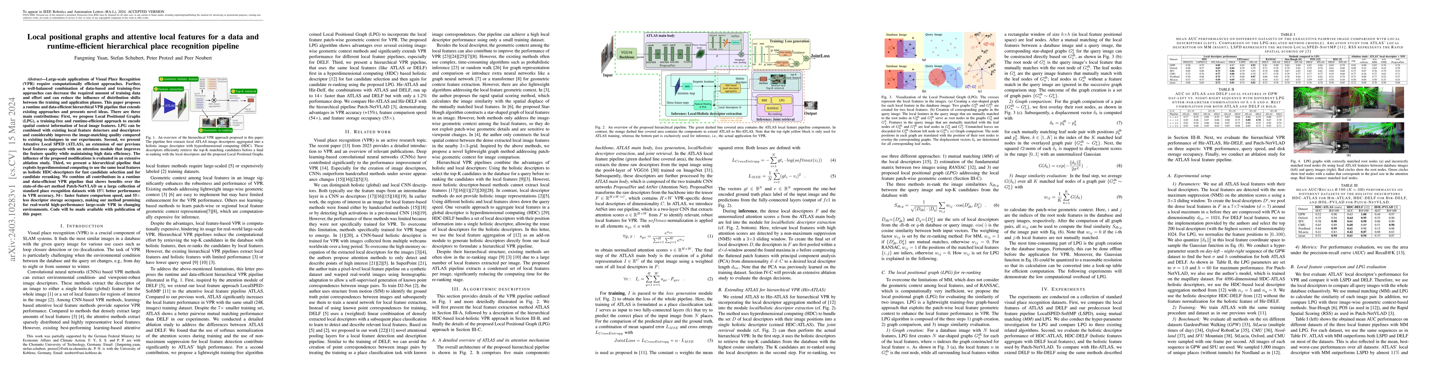Thumbnail for Local positional graphs and attentive local features for a data and
  runtime-efficient hierarchical place recognition pipeline